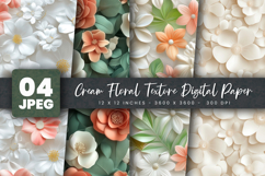 Cream Floral Texture Digital Paper Product Image 1