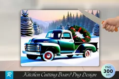 Vintage Farm Truck by Snowy Tree Lot Wreath Cutting Board Product Image 1