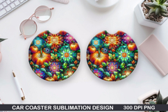 Pumpkin Car Coaster Sublimation| Halloween Coaster PNG Product Image 1