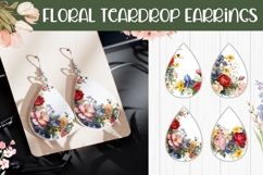 Watercolor Flowers Earring Designs, Flower Earring Print Product Image 1