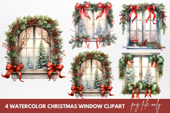Watercolor Christmas Window Clipart Product Image 1