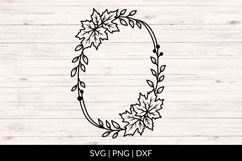 Hand Drawn Oval Autumn Leaves Border SVG Product Image 1