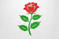 Classic Red Rose Stem Embroidery Design File Product Image 1