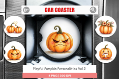 Car Coaster Cute Pumpkin Faces Product Image 1