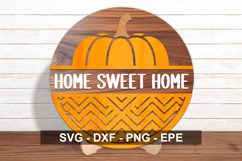 Home Sweet Home Fall Round Sign SVG Product Image 1