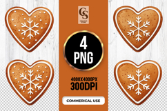 Heart Gingerbread Cookie Icing Clipart Sublimation PNG Product Image 1