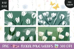 Abstract Tulips Mug Wrap Designs, Floral Mug Sublimation Product Image 1