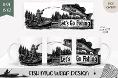 Let's Go Fishing Mug Wrap, Dad Mug Design, Fisherman Mug Product Image 1