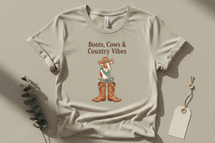 Boots Cows and Country Vibes Png Western Cowgirl Sublimation Product Image 2