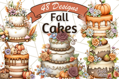 Fall Cake Clipart PNG, Autumn Cakes With Pumpkins Product Image 1