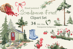 Scandinavian Forest Watercolor Clipart Set Product Image 1