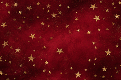 A vibrant red background with gold stars &amp; a celestial feel Product Image 1