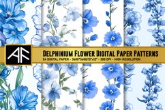 Delphinium Flower Digital Paper Patterns Product Image 1