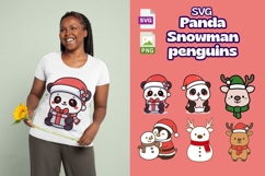 Cute Christmas PNG SVG Bundle | Panda Snowman Penguin Kawaii Product Image 1