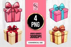 Gift Box with Ribbon Clipart Sublimation PNG Product Image 1