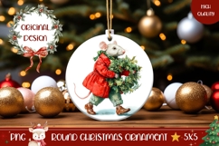 Christmas Mouse Ornament, Christmas Wreath Ornament PNG Product Image 1
