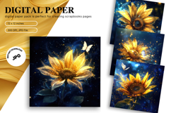 Sunflower Background Wallpaper Digital Paper Wall Art Product Image 1