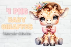 Watercolor Cute Giraffe, Baby Giraffe Clipart Nursery PNG Product Image 1
