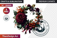 Autumn Harvest Wreath Clipart - Rustic Fall &amp; Thanksgiving Product Image 1