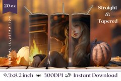 Witch Tumbler Wrap Design, Halloween Sublimation Design PNG Product Image 1