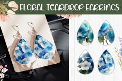 Floral Earring Designs, Blue Flowers Teardrop Earring PNG Product Image 1