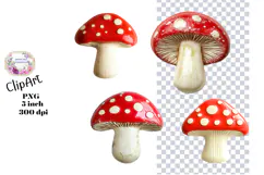 Mushroom, Red, White, Ephemera, PNG, Clipart Product Image 1
