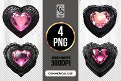 Pink Crystal Heart Box Clipart Sublimation PNG Product Image 1