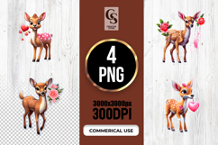 Cute Baby Deer With Flowers Clipart Sublimation PNG Product Image 1