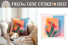 Orange Tulips Pillow PNG, Floral Pillow Case Template Product Image 1