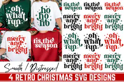 4 Retro Christmas Svg, Festive Holiday Quote, Merry & Bright Product Image 1