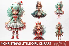 Christmas Little Girl Clipart PNG Product Image 1