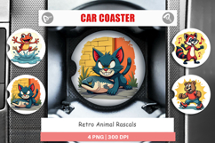 Car Coaster Retro Animal Rascals Product Image 1