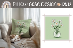 Green Pillow Design, Cartoon Flowers Pillow Template Product Image 1