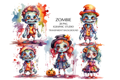 Halloween Zombie Clipart, Funny Halloween Clipart Product Image 1