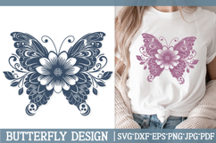 Butterfly Silhouette SVG Cut File. Flower Butterfly PNG. Product Image 1