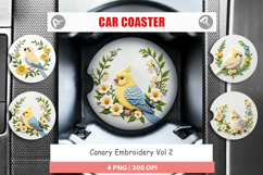 Car Coaster Canary Embroidery Product Image 1