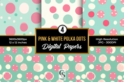 Pink and White Polka Dots Digital Paper Product Image 1