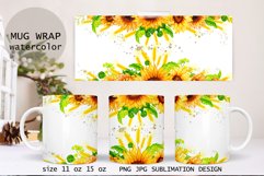 Mug Wraps Sublimation sunflower mug glitter 11oz 15oz PNG. Product Image 1