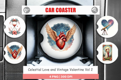 Celestial Vintage Valentine Car Coaster Product Image 1