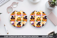 Cute Pumpkin Car Coaster Sublimation | Halloween Coaster PNG Product Image 1