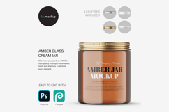 Amber Glass Jar - 4OZ With Editable Lid - PSD Mockup Product Image 1