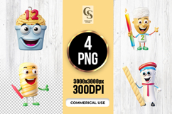 Cute School Supplies Characters Clipart Sublimation PNG Product Image 1