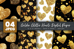Golden Glitter Hearts Digital Paper Product Image 1