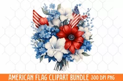 American Flag Watercolor Clipart, Us Flag Clipart Product Image 1