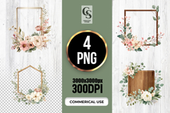 Elegant Floral Frame Illustration Clipart Sublimation PNG Product Image 1