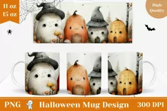 Cute Halloween Mug Design, Cartoon Pumpkins Mug Print Product Image 1