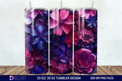 3D Fuchsia and Violet Flowers Tumbler Wrap Product Image 1