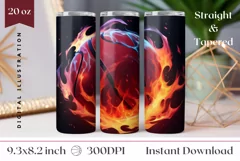 Fire Basketball Tumbler Wrap, Basketball Sublimation Design Product Image 1