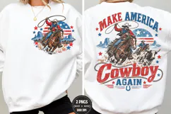 Make America Cowboy Again Front Back PNG, Patriotic Cowboy C Product Image 1