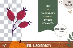Red Autumn Berries Illustration, Berry PNG, Autumn Print Product Image 1